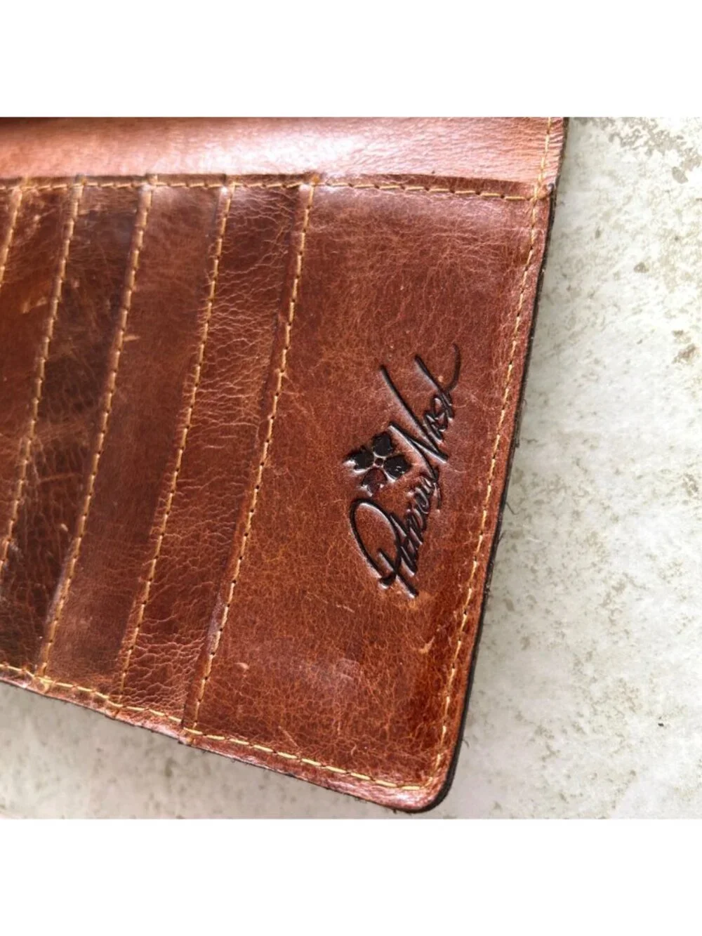 Vintage Patricia Nash Women's Brown Leather Wallet With Floral Metal Clasp